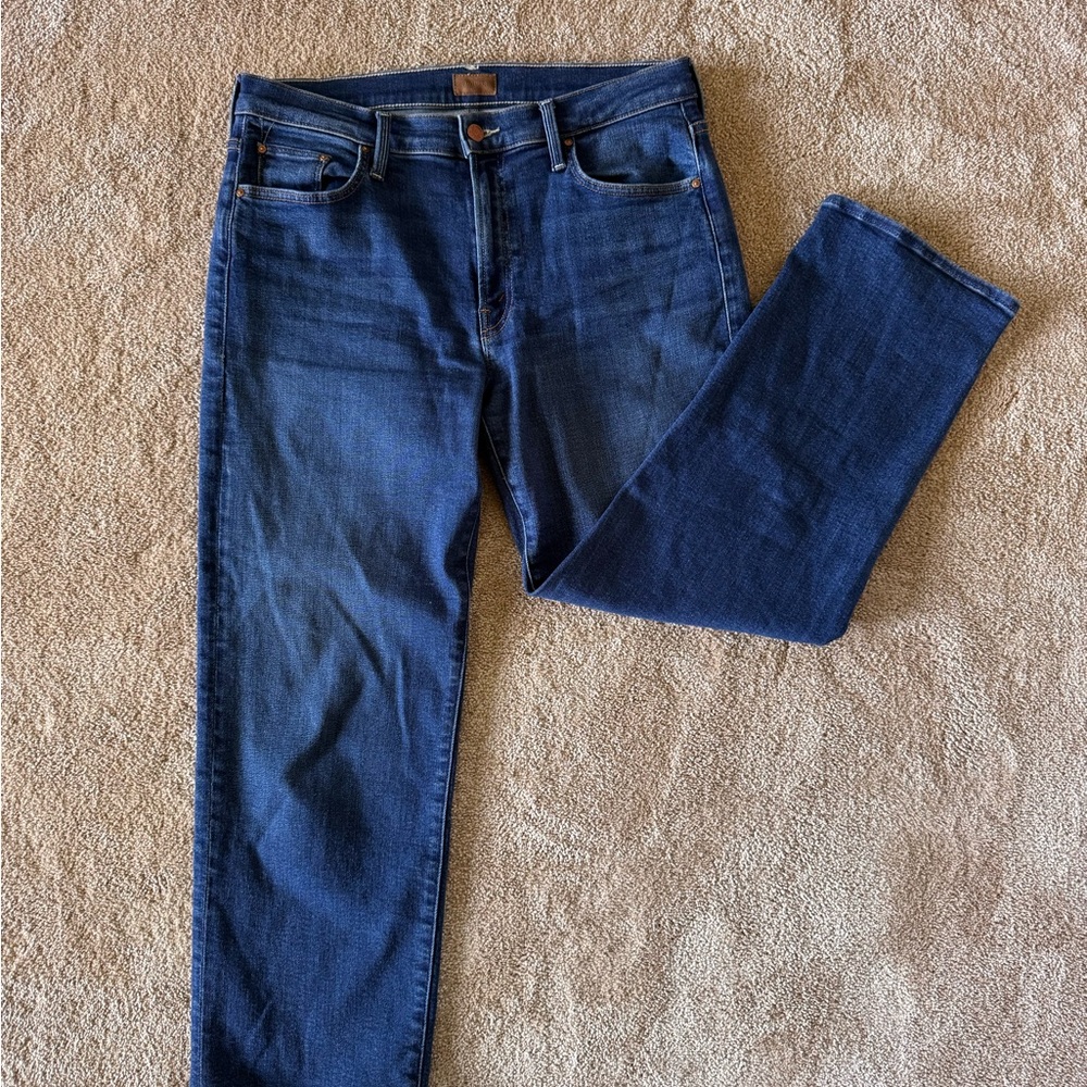 SOLD! MOTHER Mid Rise Straight Leg Jeans in Medium/Dark Wash
